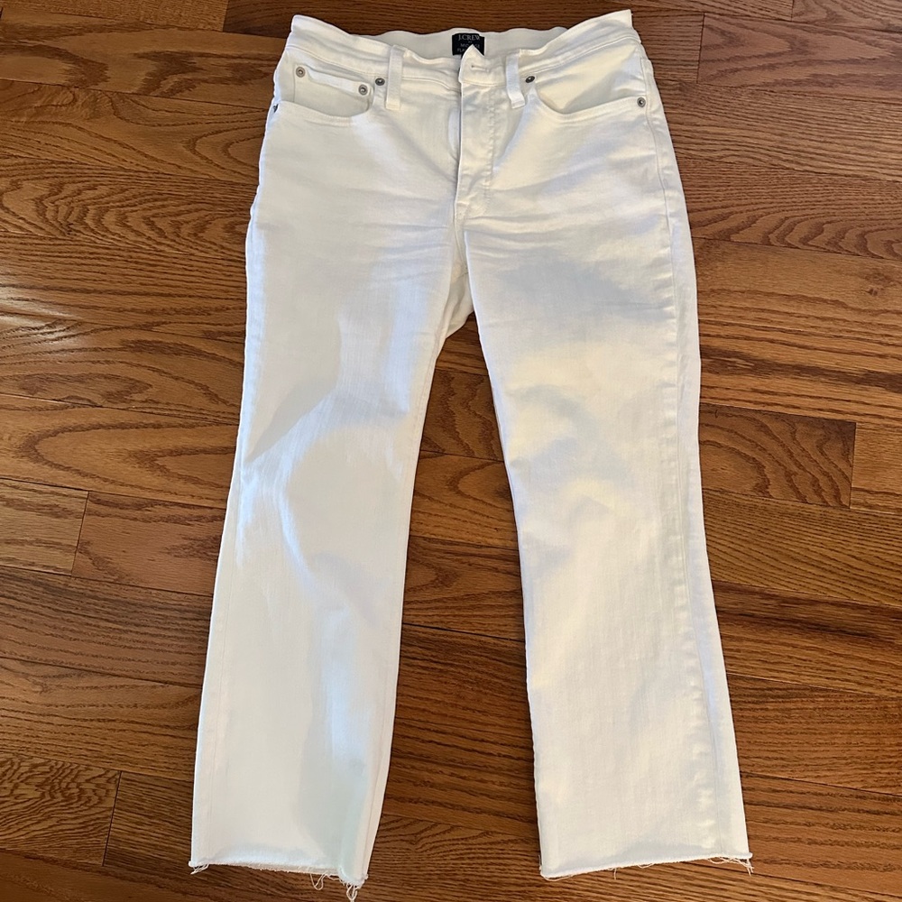 J. Crew Petite Flare Crop White Jeans